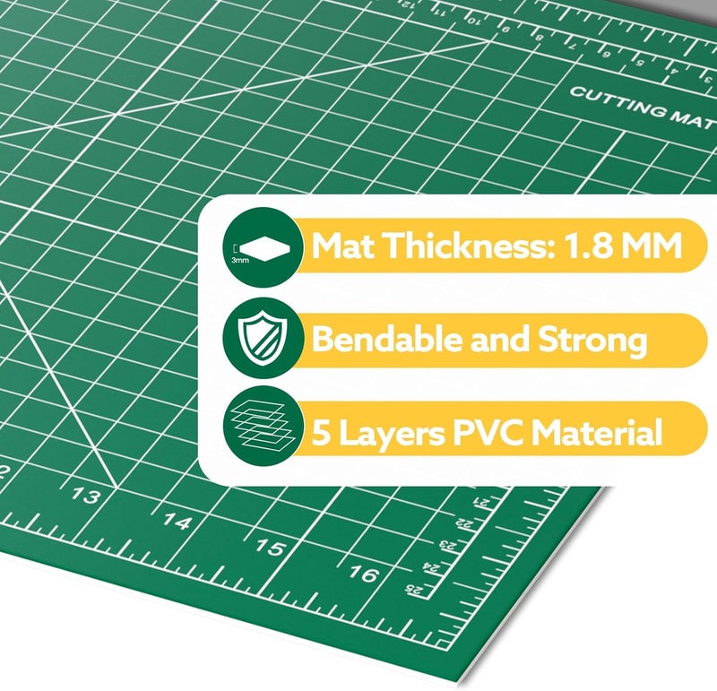 EFOK 5 Packs Self Healing Cutting Mat 12" x 18" Rotary Cutting Sewing Mat A3, 5-Ply Cutting Board for Fabric Crafting Sewing Scrapbooking Quilting and Precision Cutting - Image 3